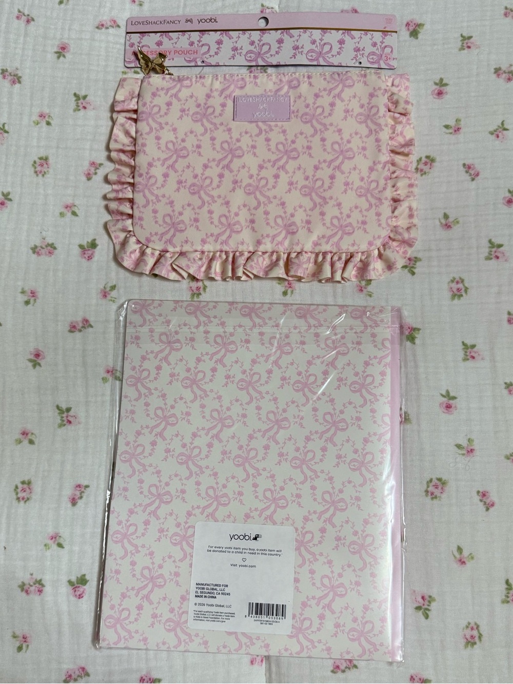 NWT Loveshackfancy x Target matching bow pencil bag accessory pouch & folders